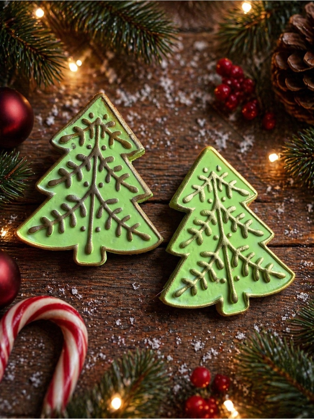 Holiday Green Christmas Tree Handmade Polymer Clay Earrings